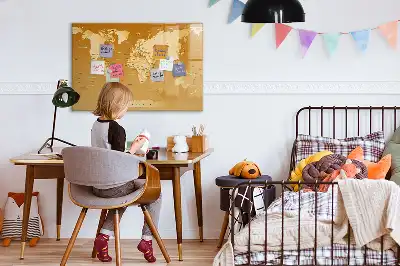 Magnetisch glazen schrijfbord met wereldkaart print