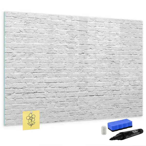 Beschrijfbaar glazen magneetbord met design van een bakstenen muur