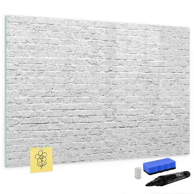 Beschrijfbaar glazen magneetbord met design van een bakstenen muur