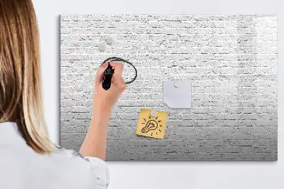 Beschrijfbaar glazen magneetbord met design van een bakstenen muur