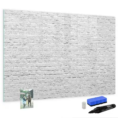 Beschrijfbaar glazen magneetbord met design van een bakstenen muur