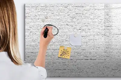 Beschrijfbaar glazen magneetbord met design van een bakstenen muur