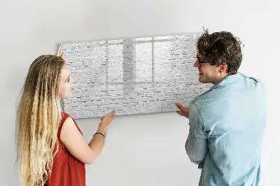 Beschrijfbaar glazen magneetbord met design van een bakstenen muur