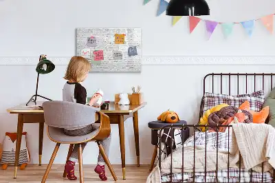 Beschrijfbaar glazen magneetbord met design van een bakstenen muur