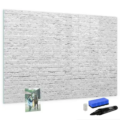 Beschrijfbaar glazen magneetbord met design van een bakstenen muur