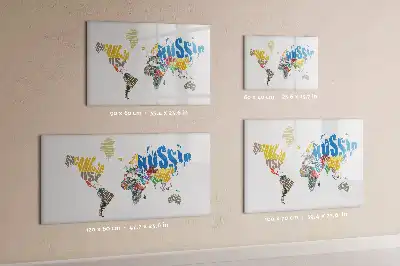 Magnetisch glazen schrijfbord met wereldkaart van tekst