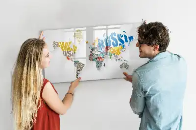Beschrijfbaar glazen magneetbord met wereldkaart van tekst