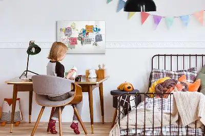 Beschrijfbaar glazen magneetbord met wereldkaart van tekst