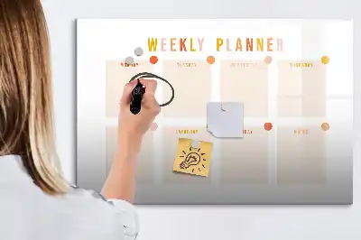 Magnetisch glazen weekplanner voor notities en foto's weekplanner