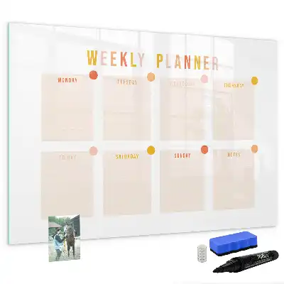 Magnetisch glazen weekplanner voor notities en foto's weekplanner