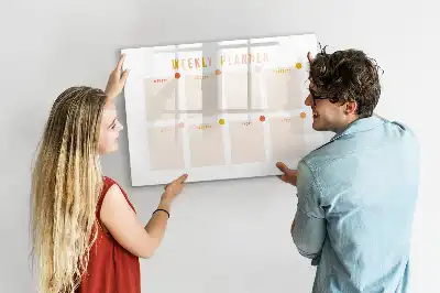 Magnetisch glazen weekplanner voor notities en foto's weekplanner