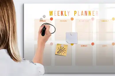 Magnetisch glazen weekplanner voor notities en foto's weekplanner