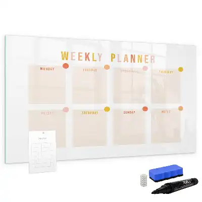 Magnetisch glazen weekplanner voor notities en foto's weekplanner