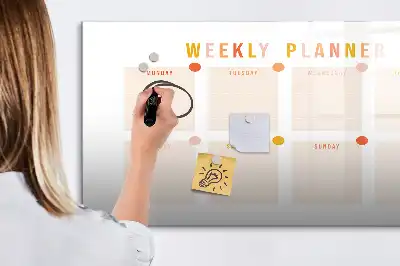 Magnetisch glazen weekplanner voor notities en foto's weekplanner