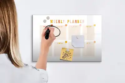Magnetisch glazen weekplanner voor notities en foto's weekplanner