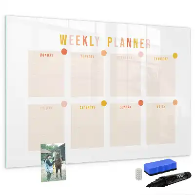 Magnetisch glazen weekplanner voor notities en foto's weekplanner