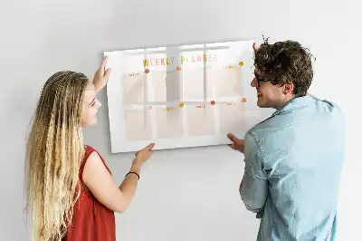 Magnetisch glazen weekplanner voor notities en foto's weekplanner
