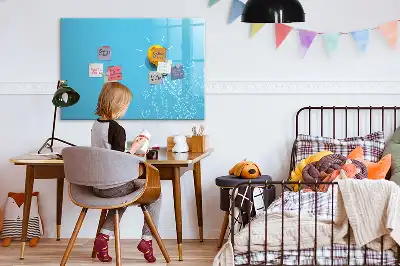 Beschrijfbaar glazen magneetbord met design van een gloeilamp