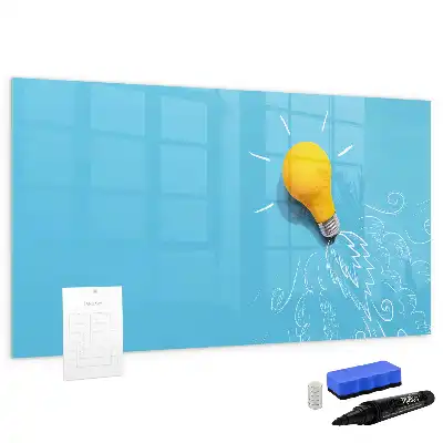 Beschrijfbaar glazen magneetbord met design van een gloeilamp