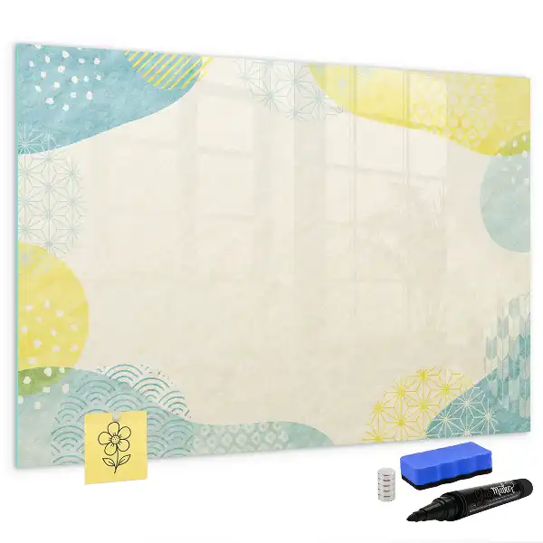 Magnetisch glazen schrijfbord voor notities en foto's met gedecoreerd frame