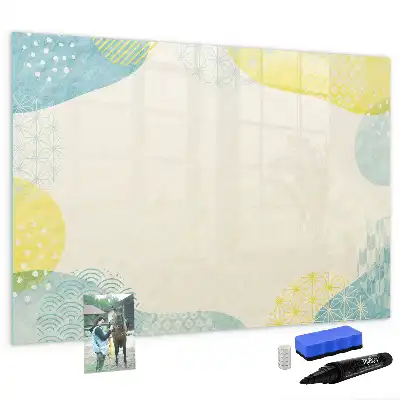 Magnetisch glazen schrijfbord voor notities en foto's met gedecoreerd frame