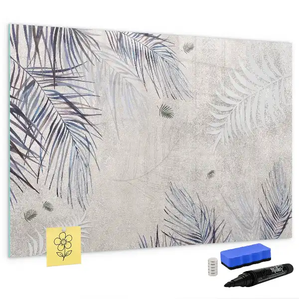 Beschrijfbaar glazen magneetbord met palmblad design