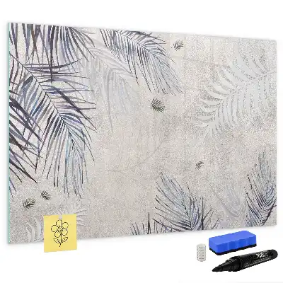 Beschrijfbaar glazen magneetbord met palmblad design