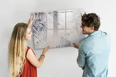 Beschrijfbaar glazen magneetbord met palmblad design