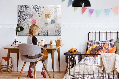 Beschrijfbaar glazen magneetbord met palmblad design