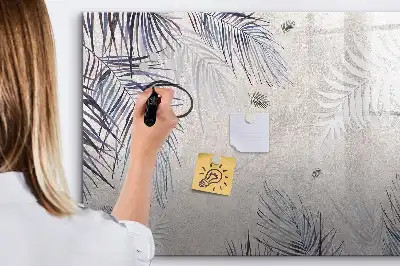Beschrijfbaar glazen magneetbord met palmblad design