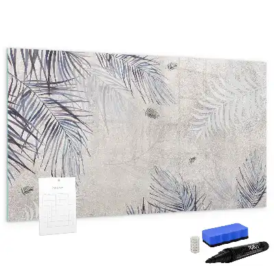 Beschrijfbaar glazen magneetbord met palmblad design