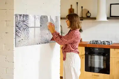 Beschrijfbaar glazen magneetbord met palmblad design