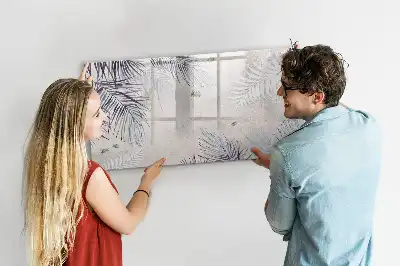 Beschrijfbaar glazen magneetbord met palmblad design