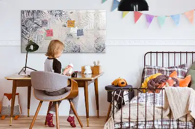 Beschrijfbaar glazen magneetbord met palmblad design