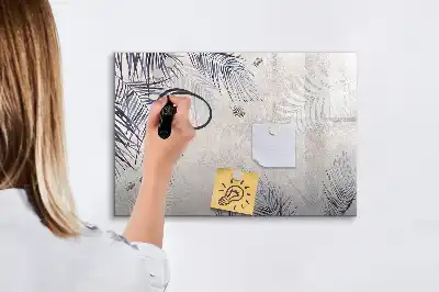 Beschrijfbaar glazen magneetbord met palmblad design
