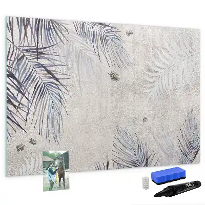 Beschrijfbaar glazen magneetbord met palmblad design