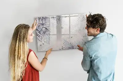 Beschrijfbaar glazen magneetbord met palmblad design