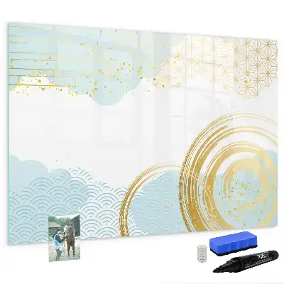 Magnetisch glazen schrijfbord voor notities en foto's met decoratief patroon