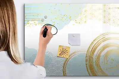 Magnetisch glazen schrijfbord voor notities en foto's met decoratief patroon