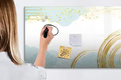 Magnetisch glazen schrijfbord voor notities en foto's met decoratief patroon