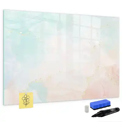 Beschrijfbaar glazen magneetbord met aquarel marmer design