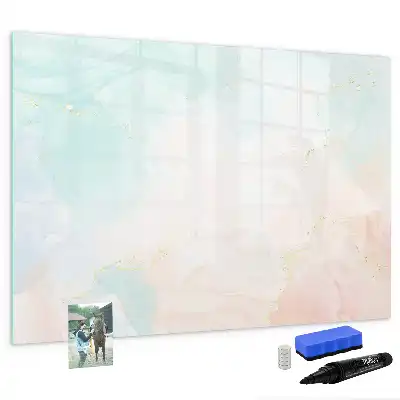 Beschrijfbaar glazen magneetbord met aquarel marmer design
