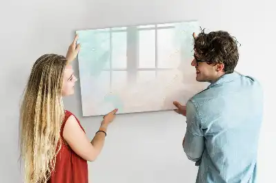 Beschrijfbaar glazen magneetbord met aquarel marmer design