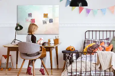 Beschrijfbaar glazen magneetbord met aquarel marmer design