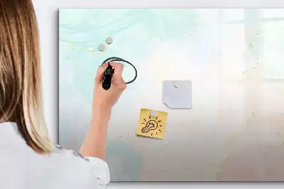 Beschrijfbaar glazen magneetbord met aquarel marmer design