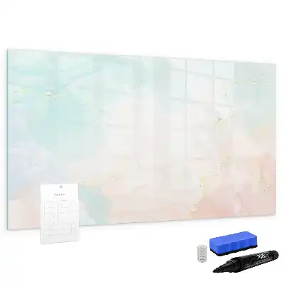Beschrijfbaar glazen magneetbord met aquarel marmer design