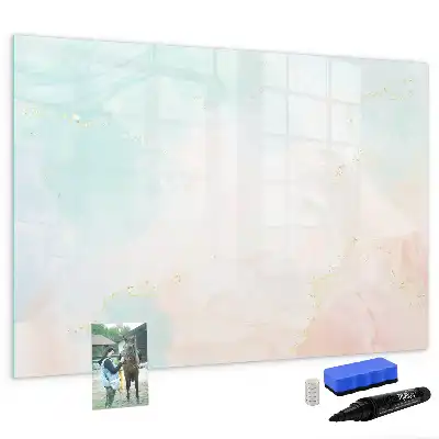 Beschrijfbaar glazen magneetbord met aquarel marmer design