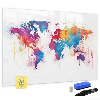 Magnetisch glazen wereldkaart schrijfbord voor notities en foto's