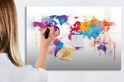 Magnetisch glazen wereldkaart schrijfbord voor notities en foto's