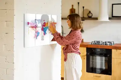 Magnetisch glazen wereldkaart schrijfbord voor notities en foto's